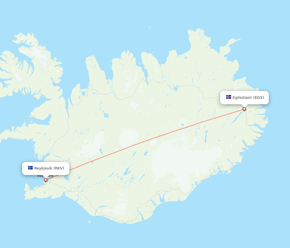RKV to EGS flights and routes map