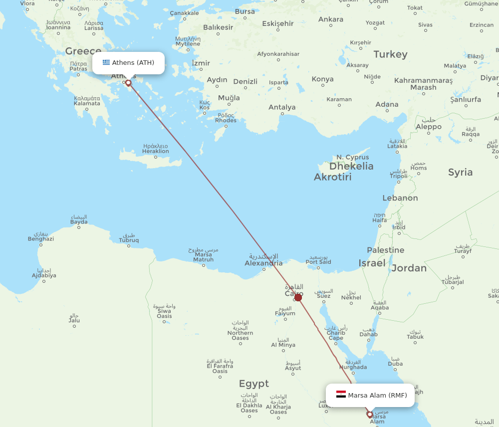 RMF to ATH flights and routes map