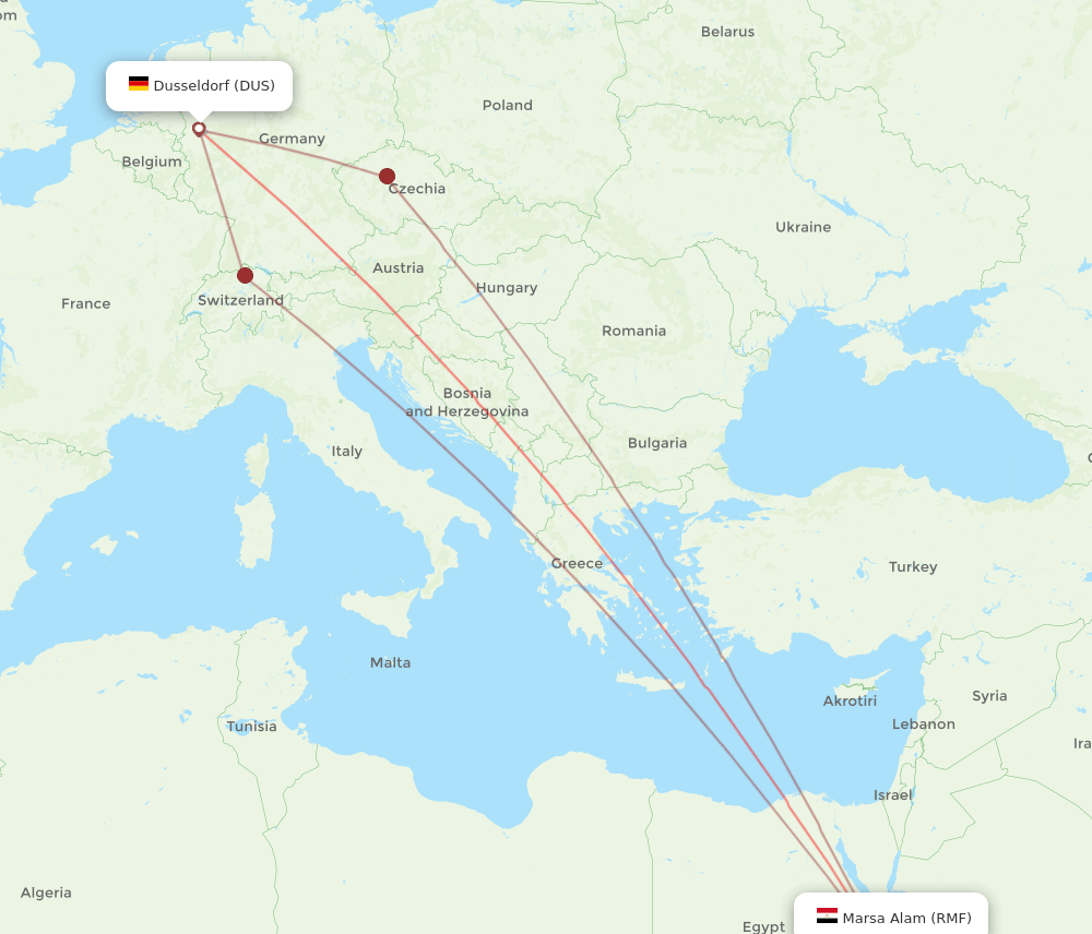 RMF-DUS flight routes