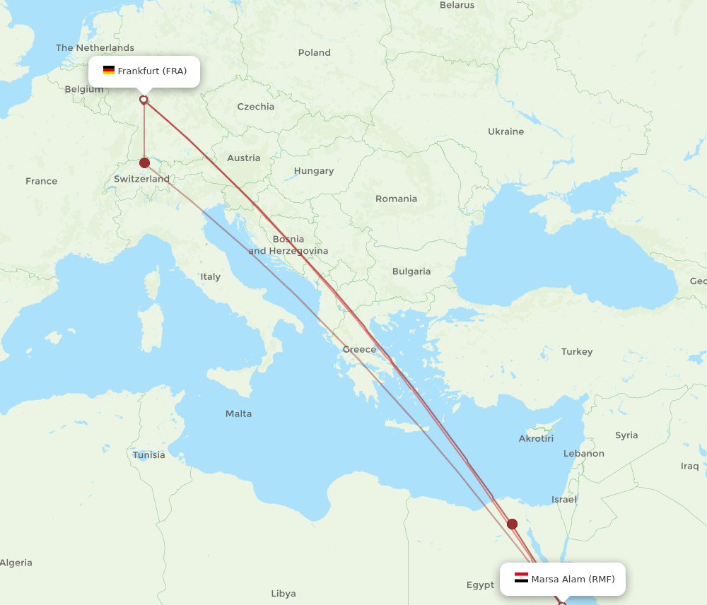 RMF-FRA flight routes