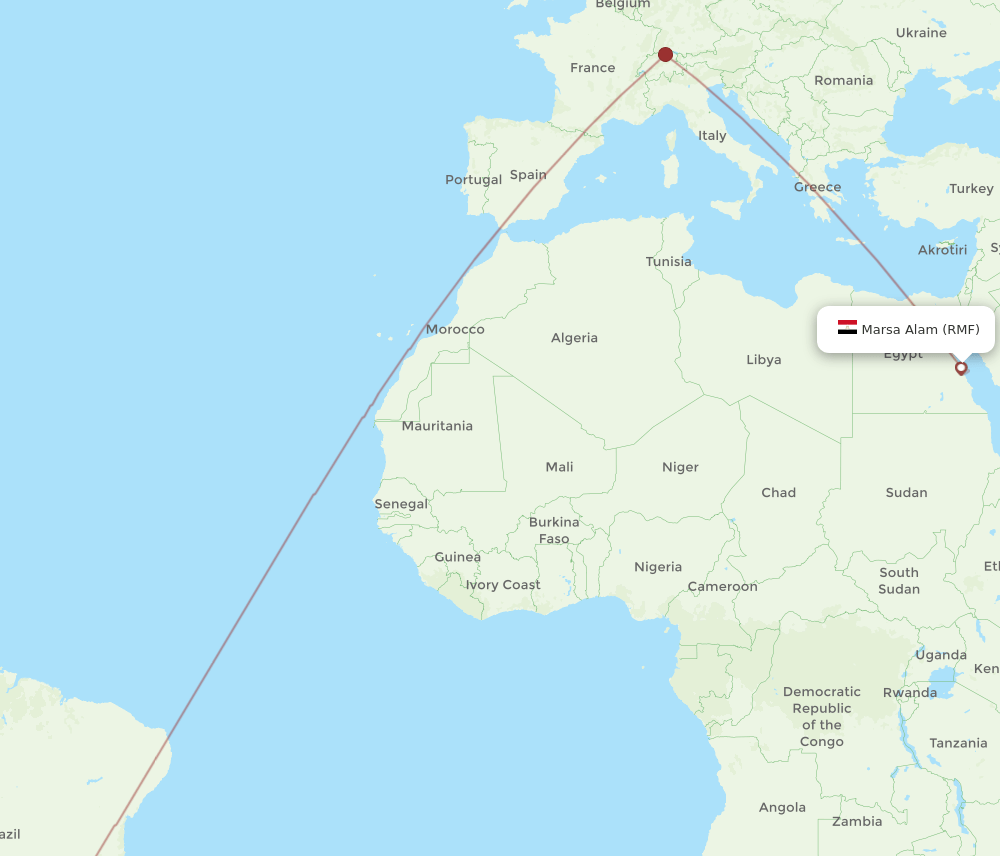 Sao Paulo - Marsa Alam route map and flight paths