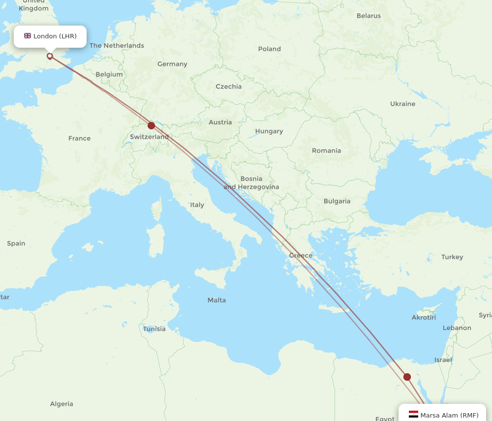 RMF-LHR flight routes