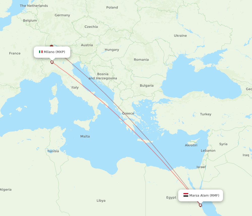 RMF-MXP flight routes