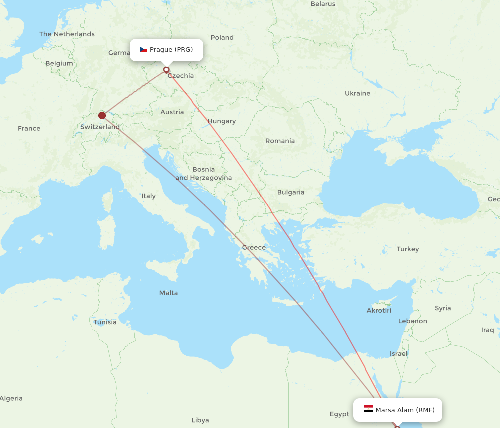 RMF to PRG flights and routes map
