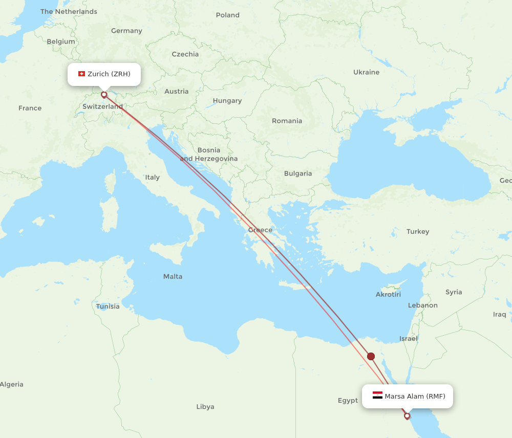 RMF-ZRH flight routes