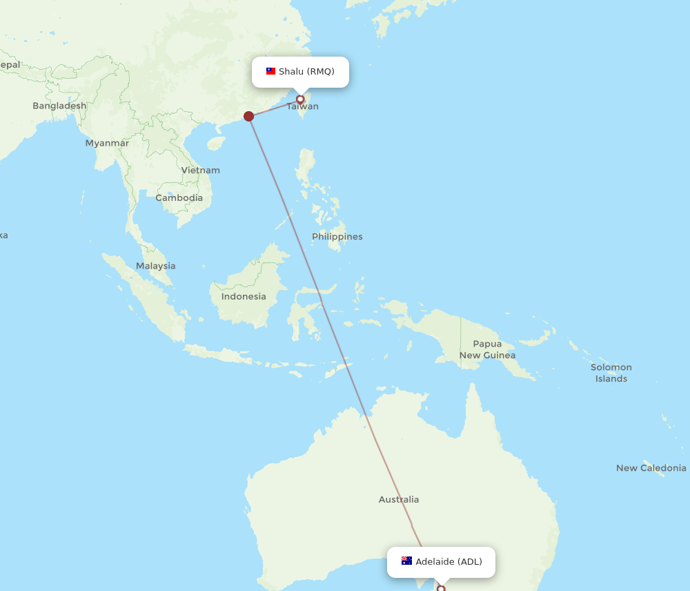 ADL to RMQ flights and routes map