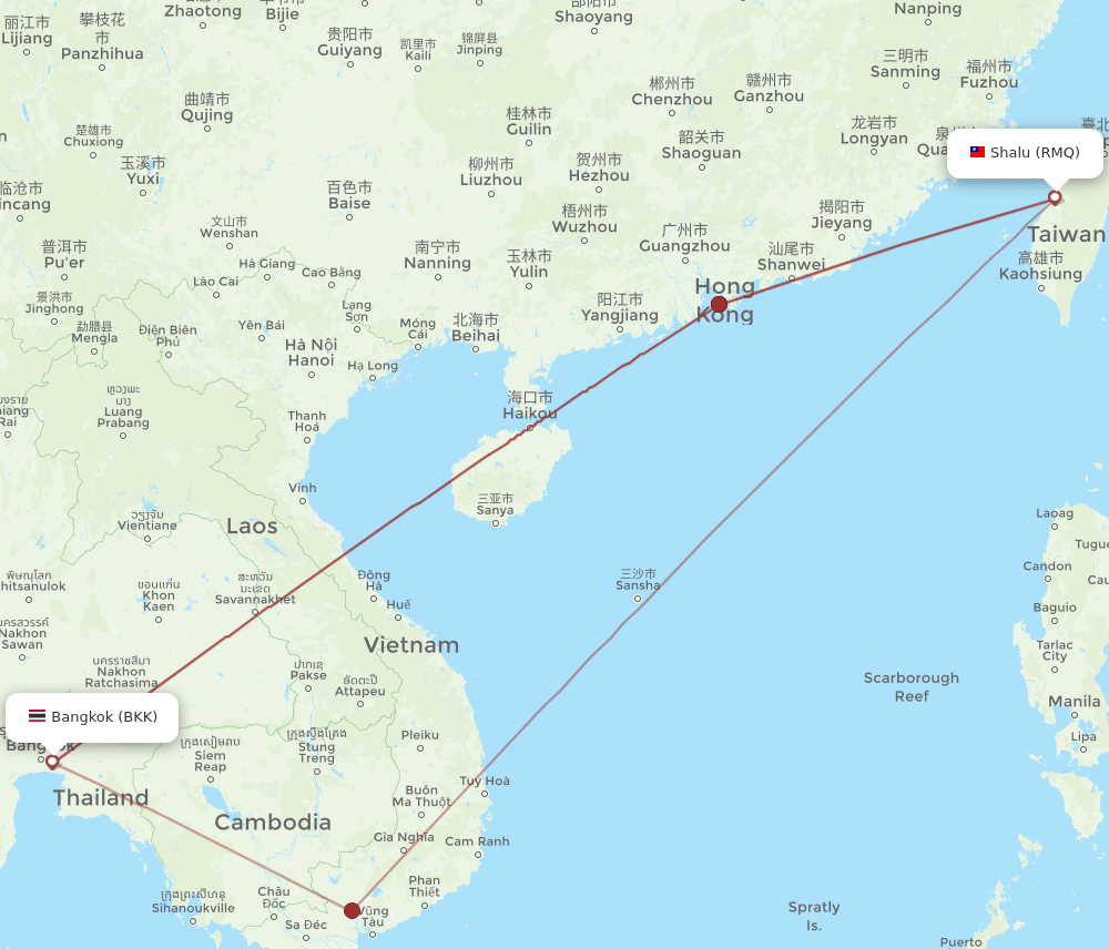 RMQ-BKK flight routes