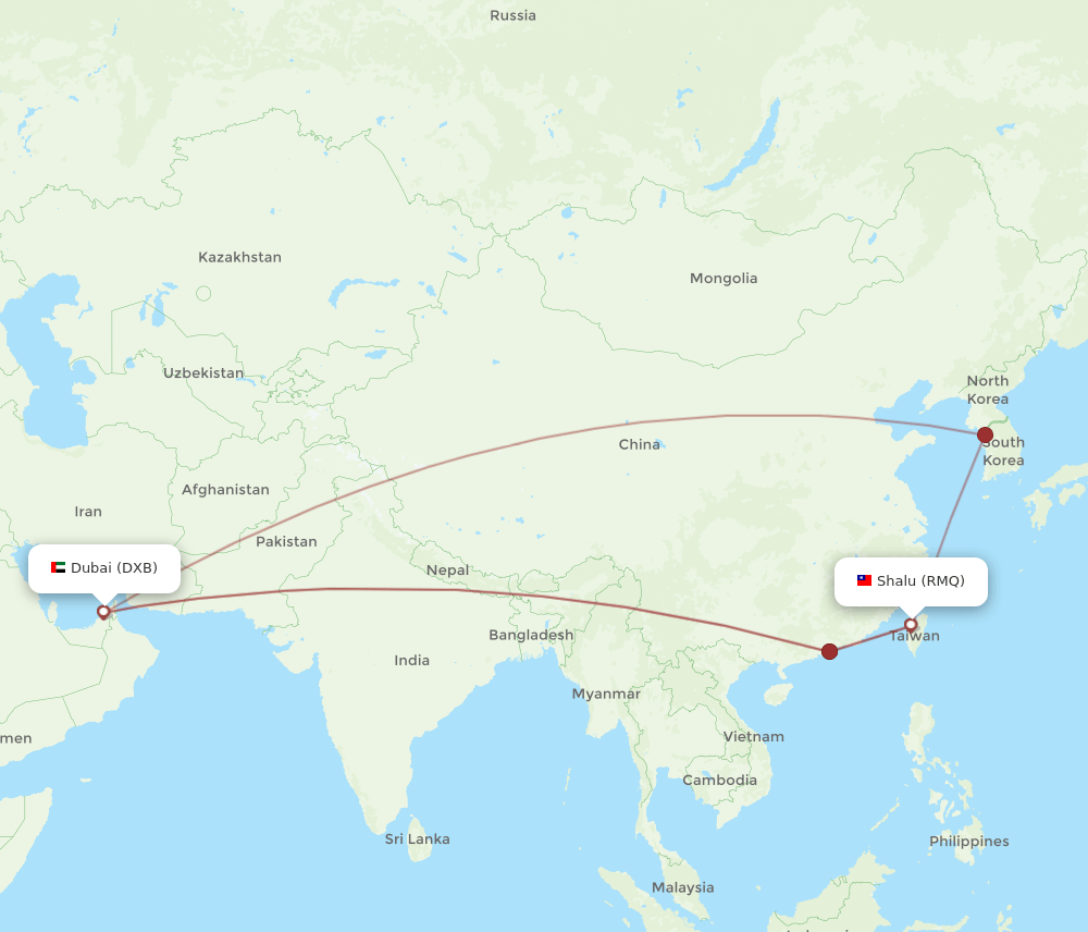 RMQ-DXB flight routes