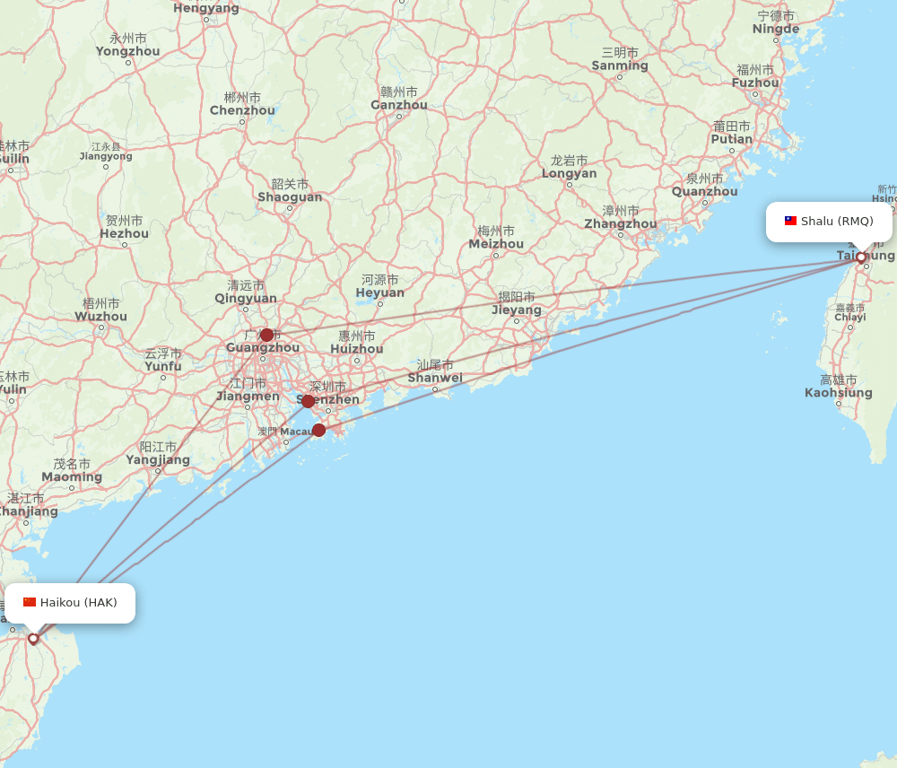 RMQ to HAK flights and routes map