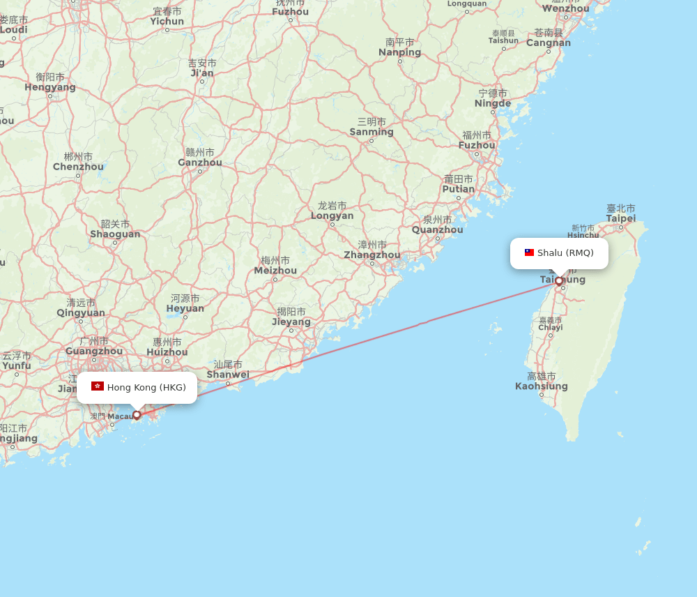 RMQ-HKG flight routes