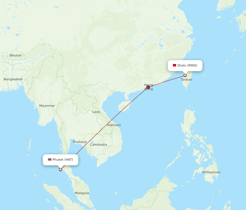 RMQ to HKT flights and routes map