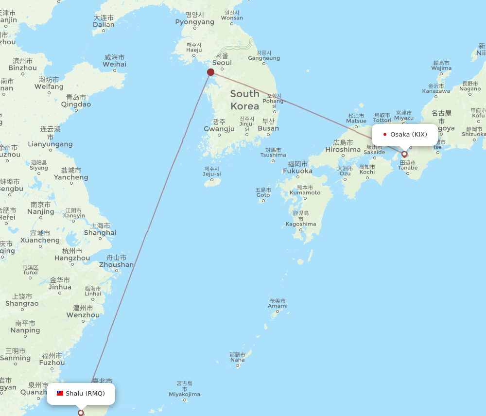 RMQ-KIX flight routes