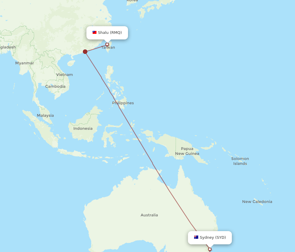 RMQ-SYD flight routes