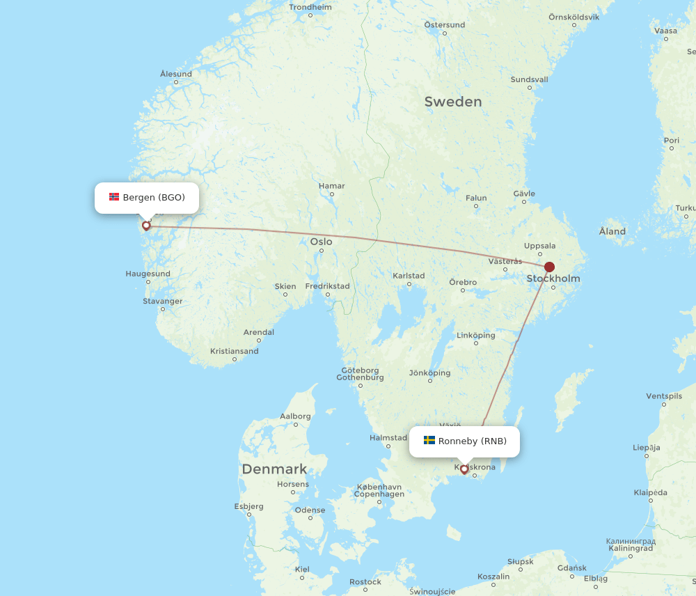 RNB-BGO flight routes