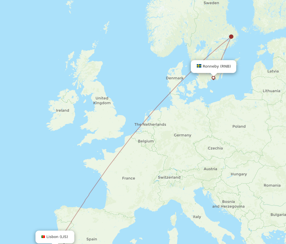 RNB-LIS flight routes