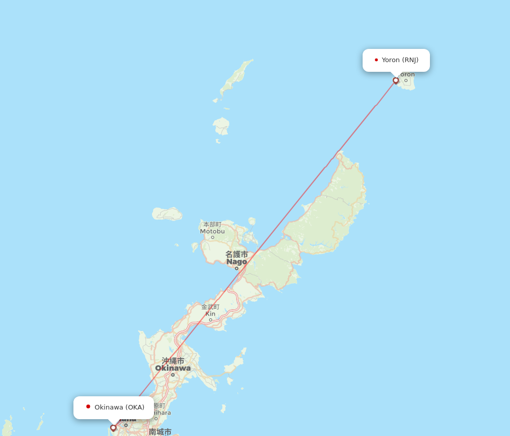 OKA to RNJ flights and routes map