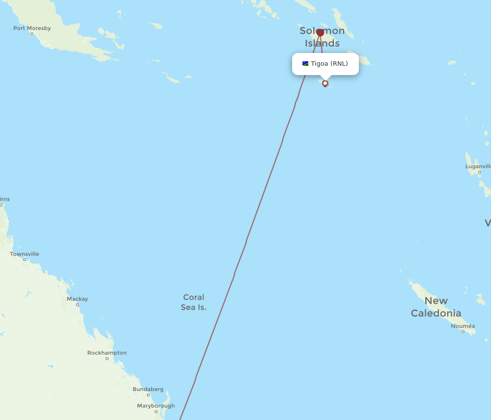 RNL-BNE flight routes