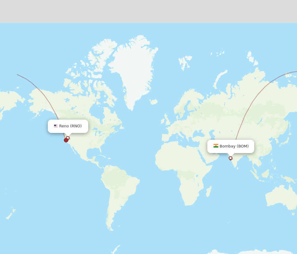 RNO-BOM flight routes
