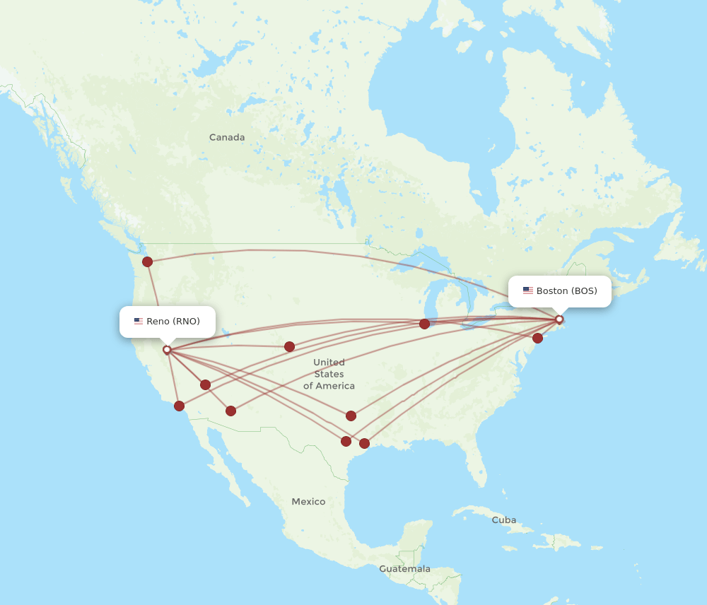RNO-BOS flight routes