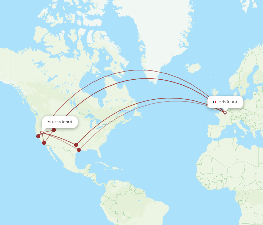 RNO-CDG flight routes