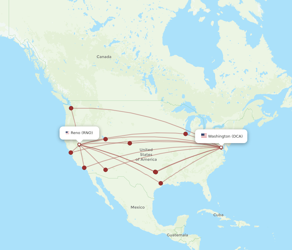RNO-DCA flight routes