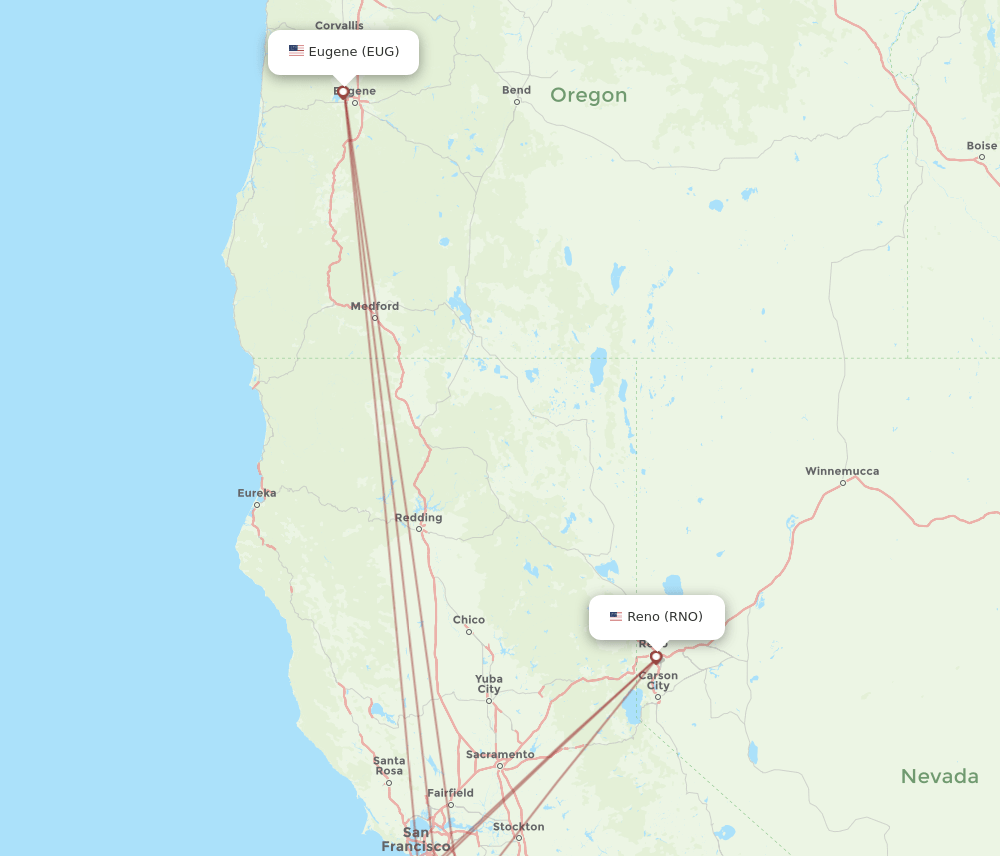 RNO-EUG flight routes