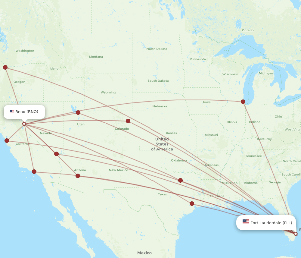 RNO-FLL flight routes