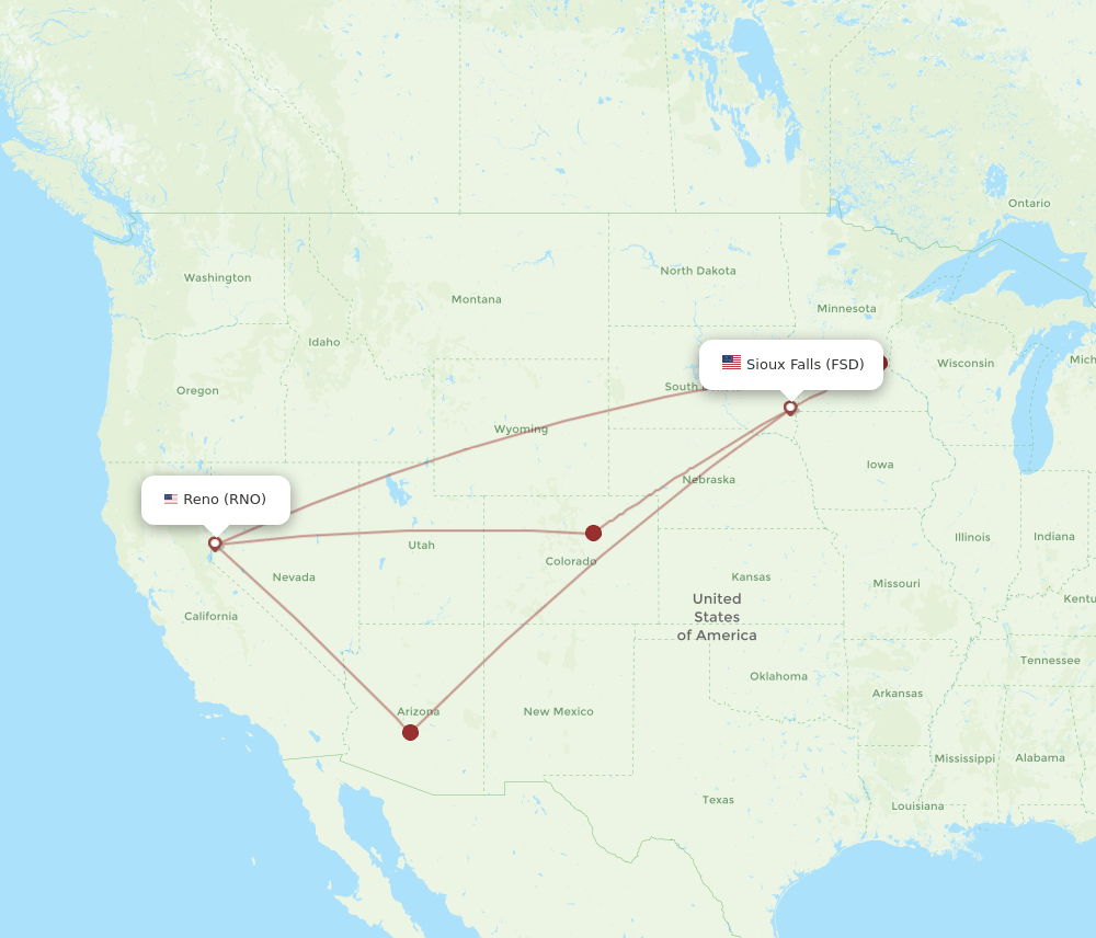 RNO-FSD flight routes