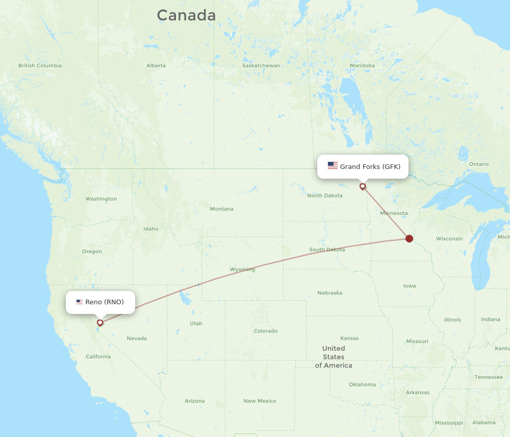 RNO-GFK flight routes