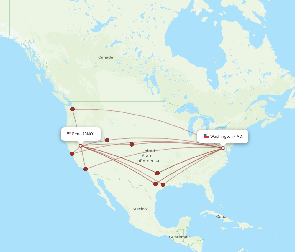 RNO-IAD flight routes