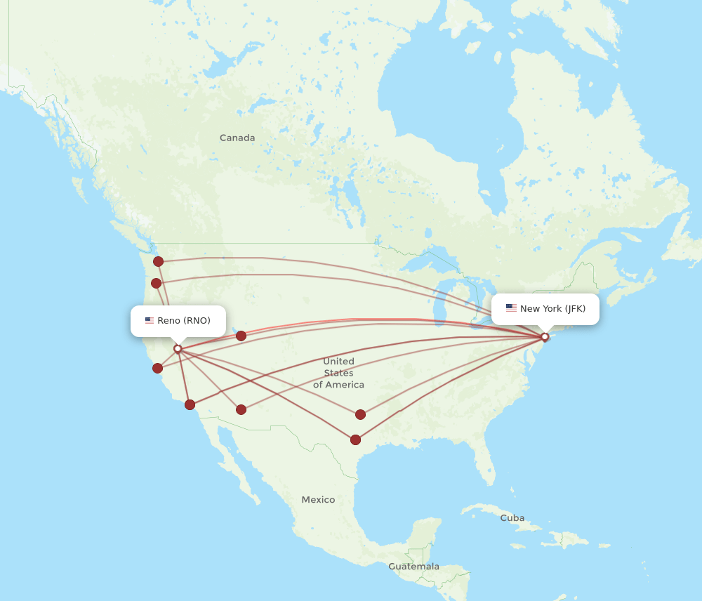 RNO-JFK flight routes