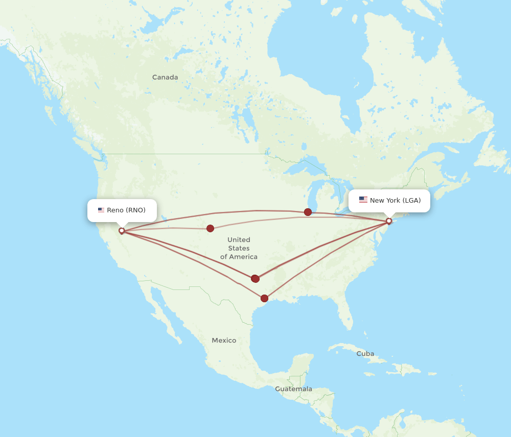 RNO-LGA flight routes