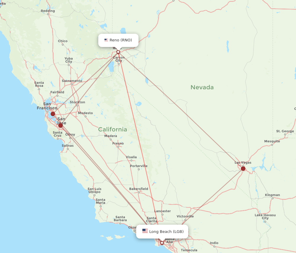 RNO-LGB flight routes