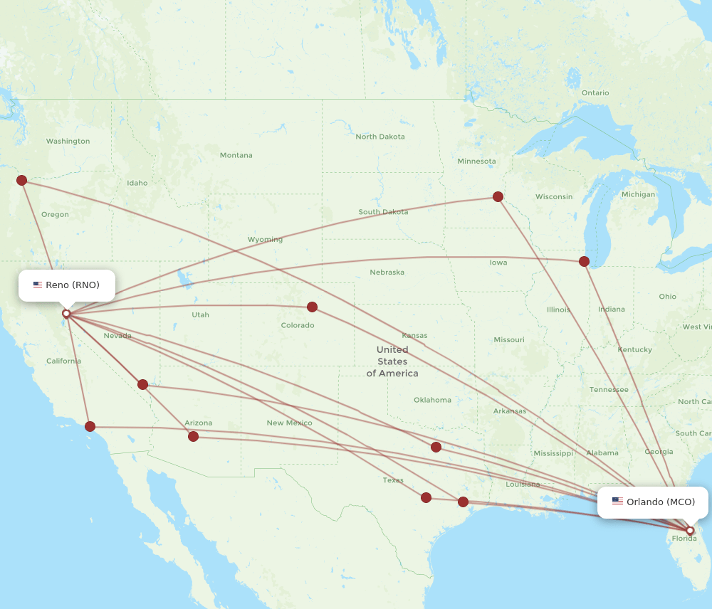 RNO-MCO flight routes