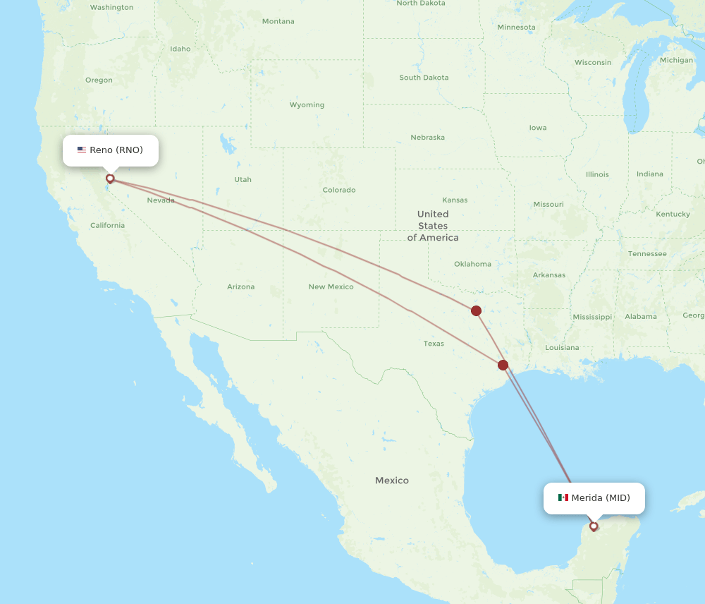 RNO-MID flight routes