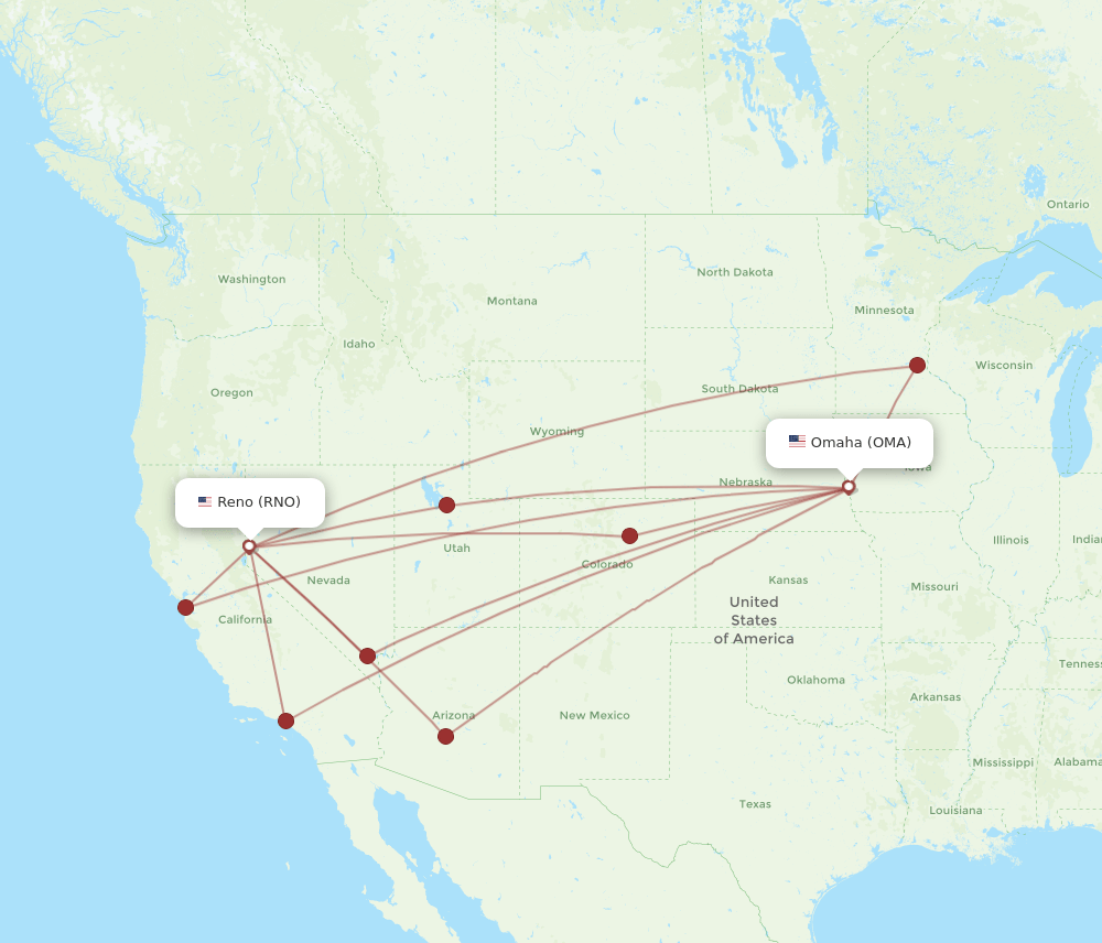 RNO-OMA flight routes