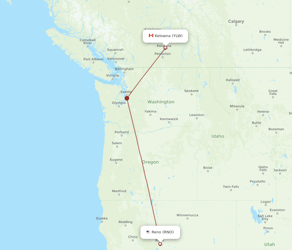 RNO-YLW flight routes