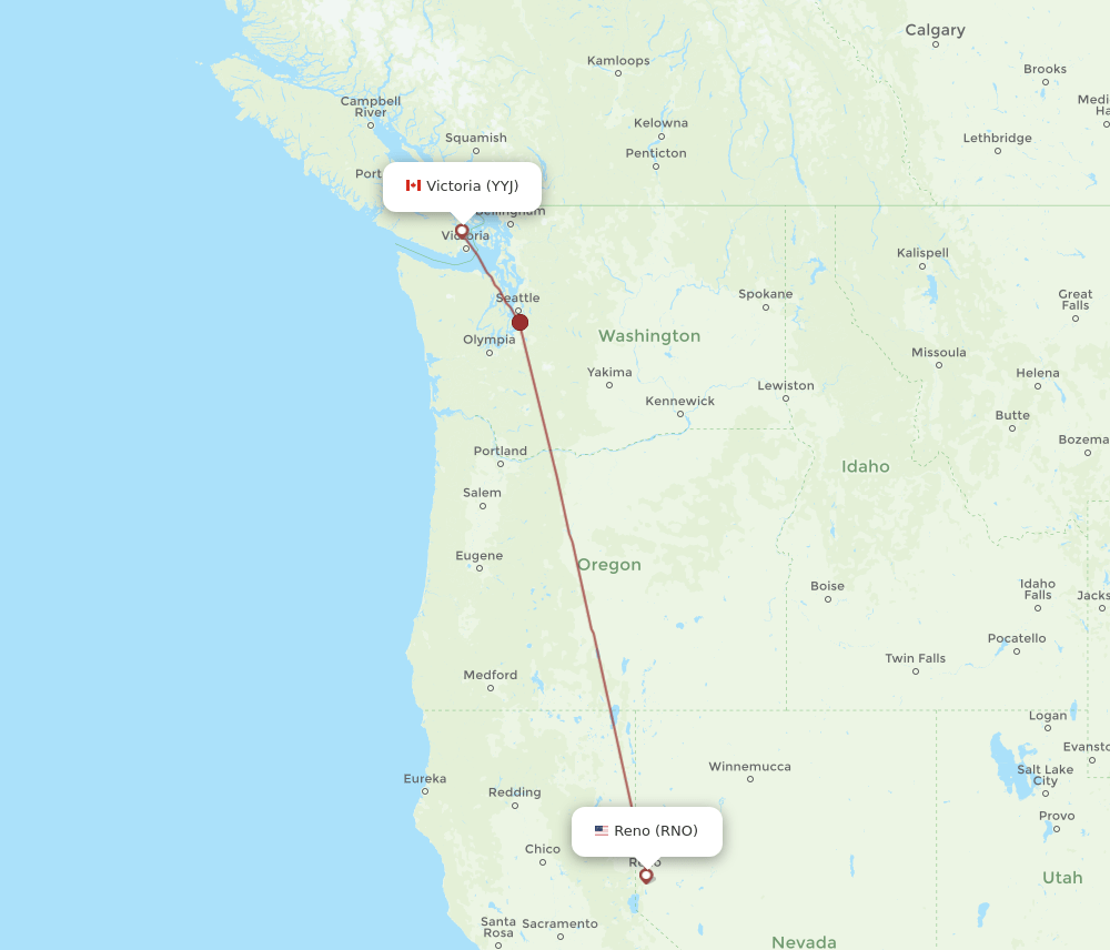 RNO-YYJ flight routes