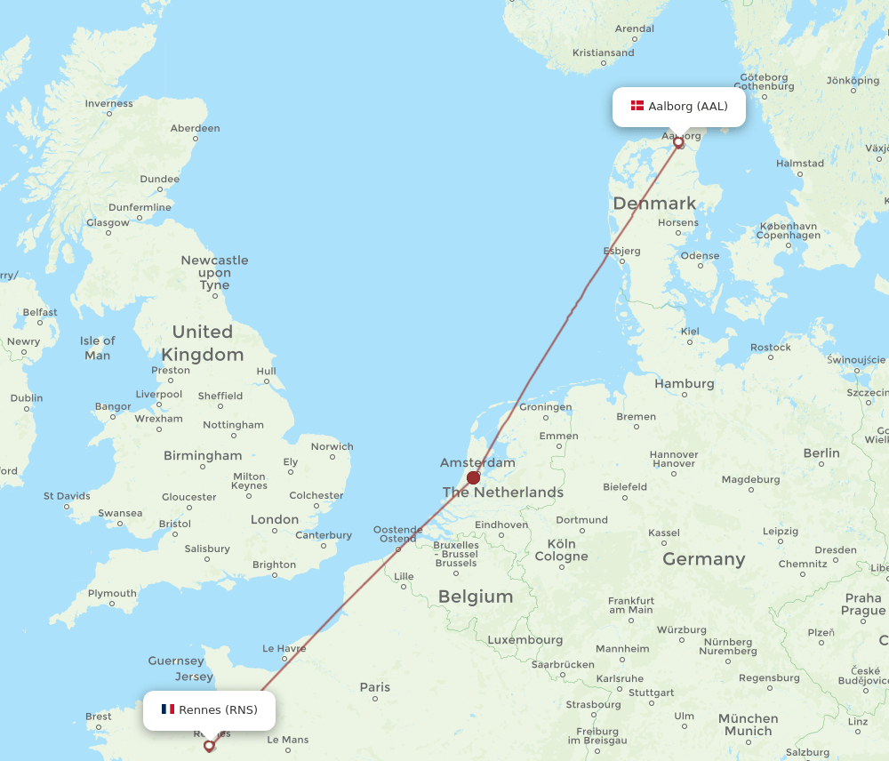 RNS-AAL flight routes