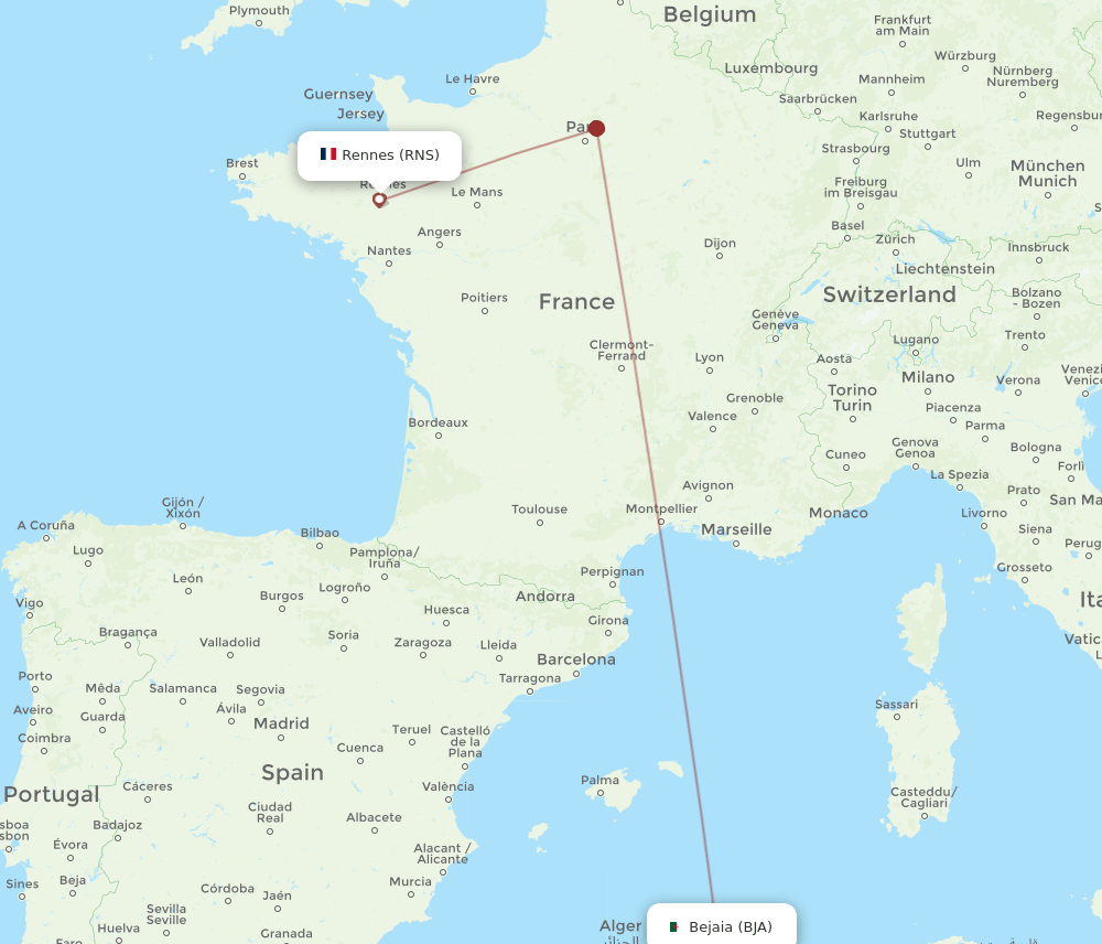 RNS-BJA flight routes