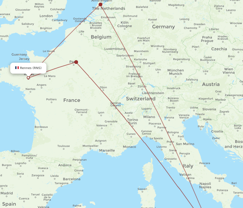 RNS-CTA flight routes