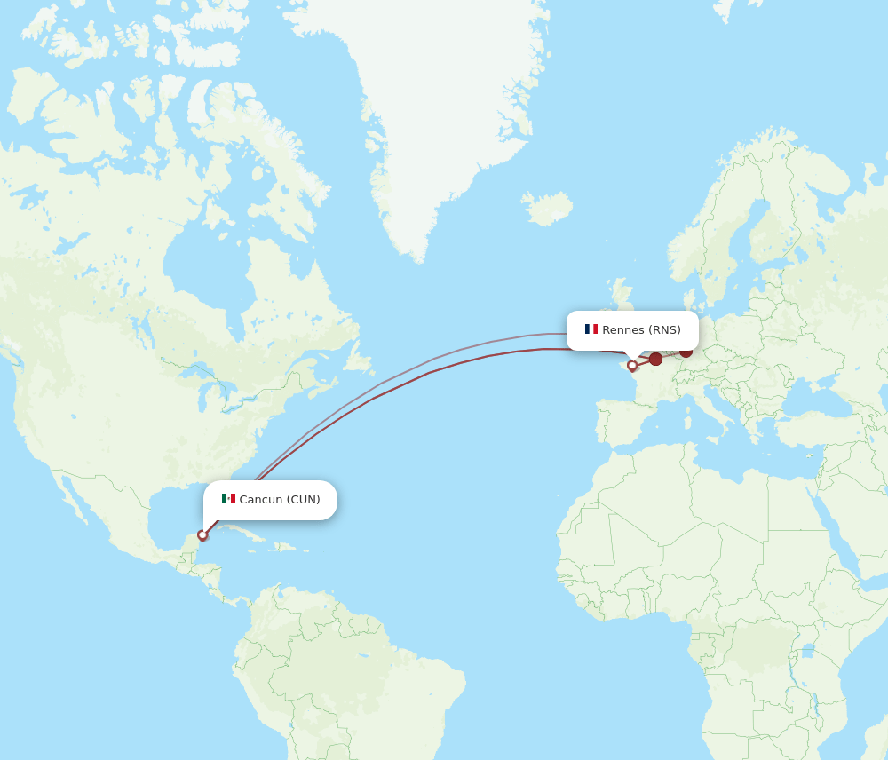 RNS-CUN flight routes