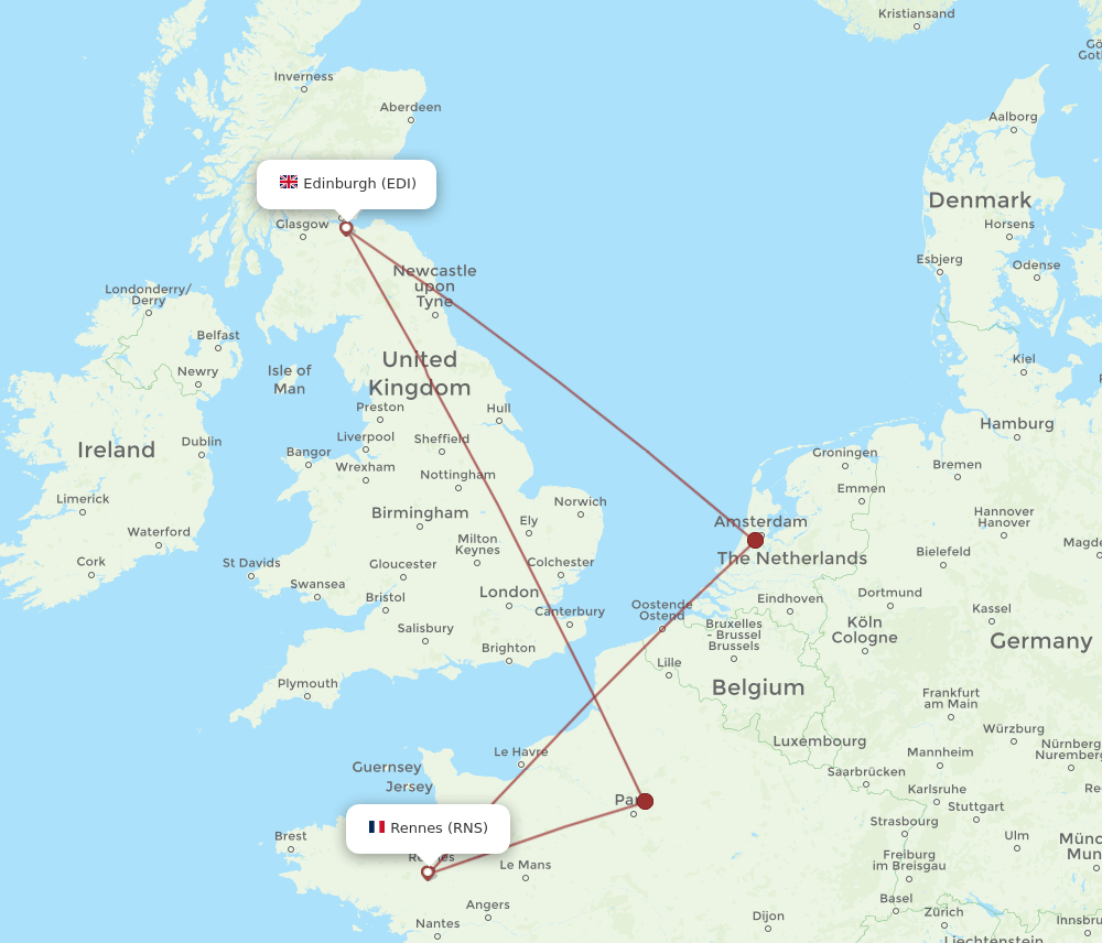 RNS-EDI flight routes