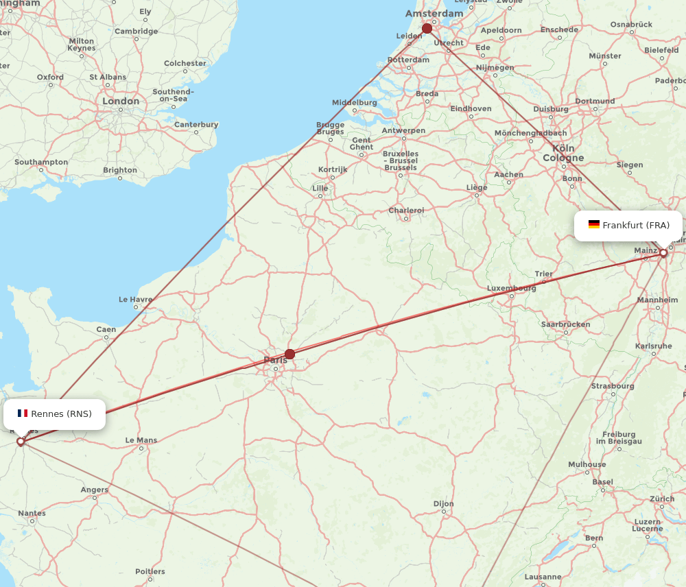 RNS-FRA flight routes