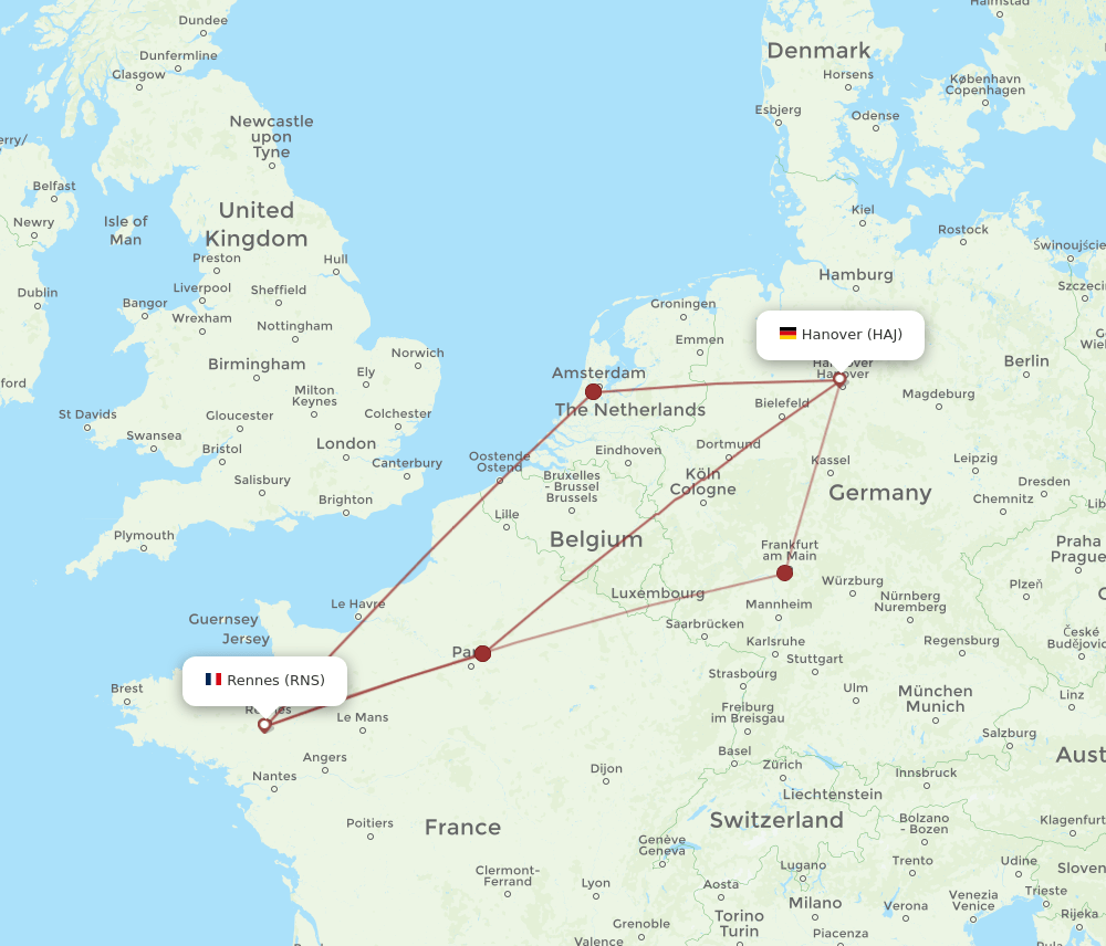RNS-HAJ flight routes