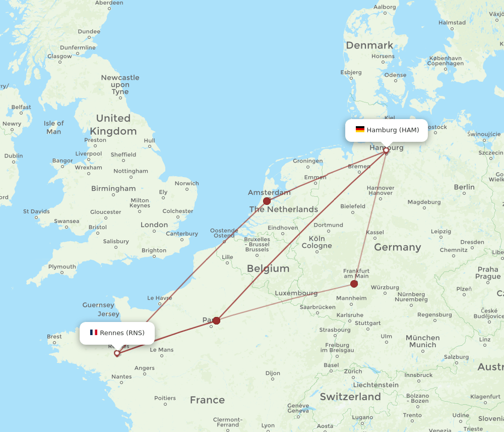 RNS-HAM flight routes