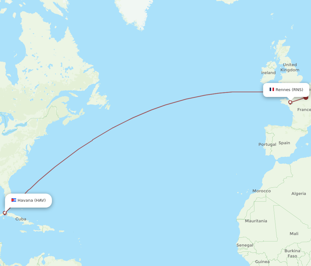 RNS-HAV flight routes