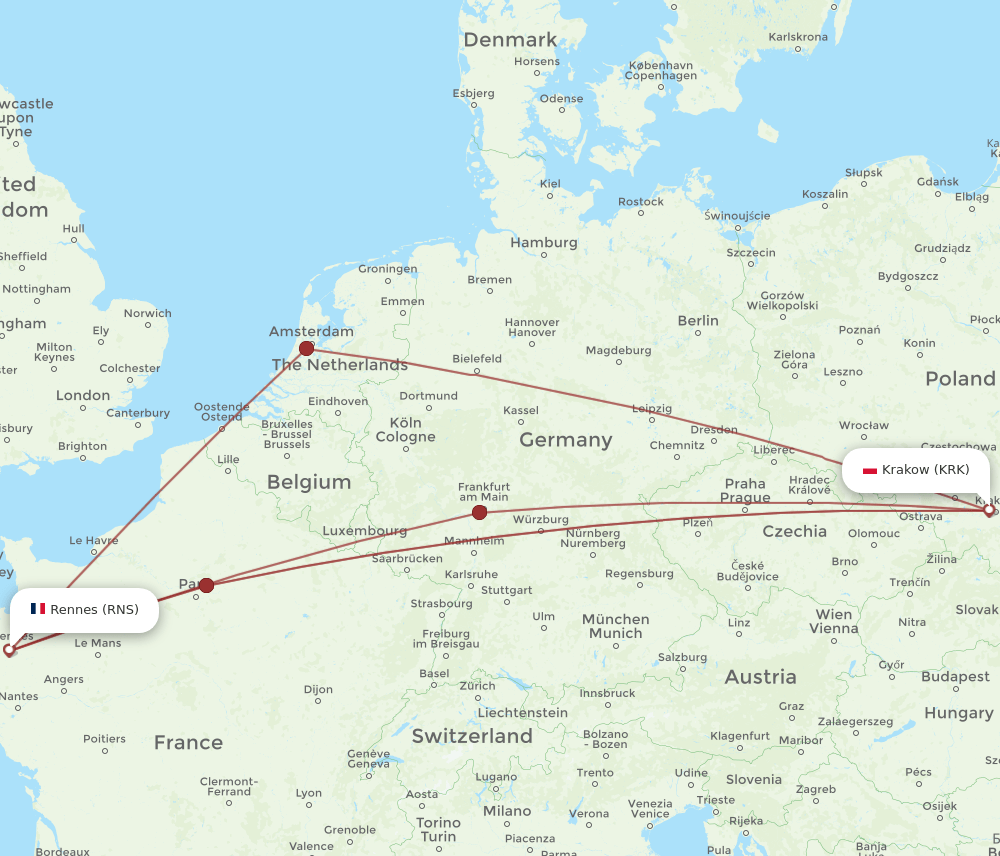 RNS-KRK flight routes