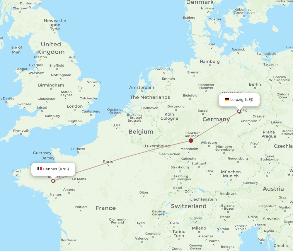 RNS-LEJ flight routes