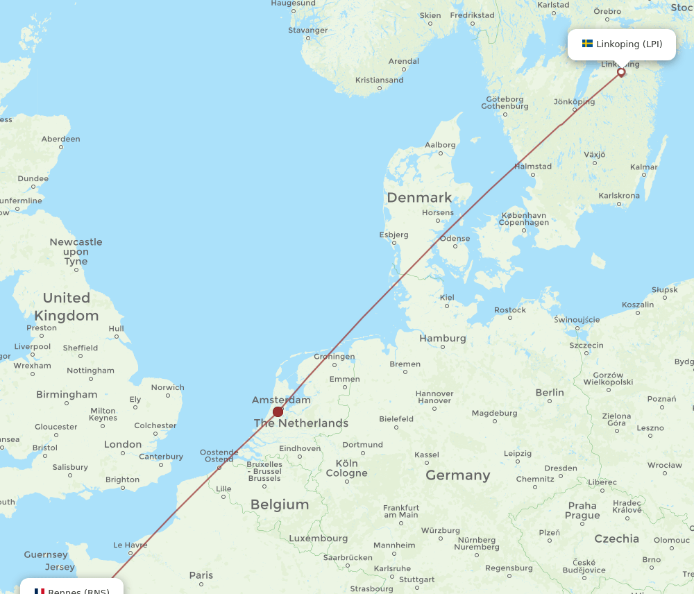 LPI to RNS flights and routes map
